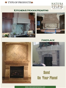 Cantera Crema Kitchen Hoods, Hearths and Fireplace