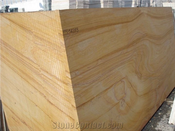 Teak Wood Sandstone Block, India Yellow Sandstone