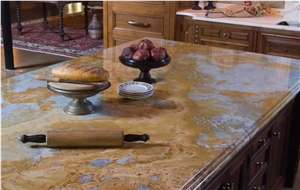 Golden Blue Onyx Kitchen Island Top