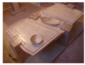Light Travertine Table Set, Beige Travertine Tables Light Travertine Table Set, Beige Travertine Tables