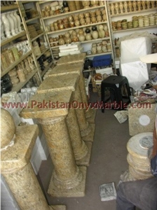 Fossil Yellow Granite Pedestal Column