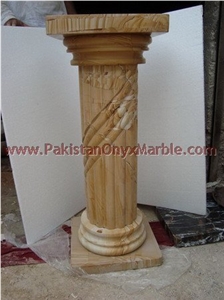 Teak Wood Marble Pedestal