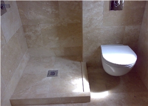 Noce Travertine Bath Tiles, Brown Travertine Bath Design