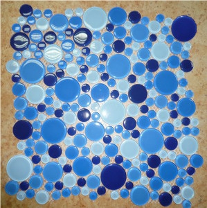 Blue Round Cycle Crystal Glass Mosaic Blue Round Cycle Crystal Glass Mosaic