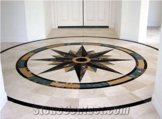 Marble Floor Waterjet Medallion