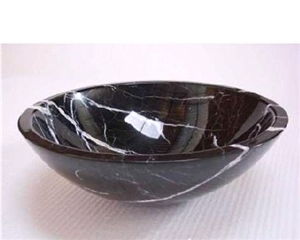 Marble Basin, Black Marble Sink, China Nero Marquina Black Marble Basin