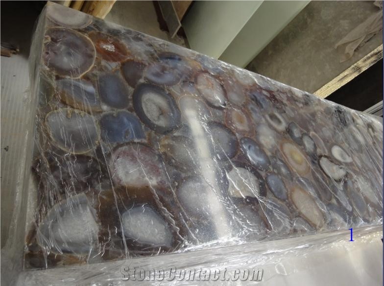 Blue Agate Box , Semi-presious Stone