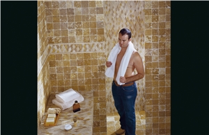 Mosaic Travertino Efesos Bathroom Wall Tile