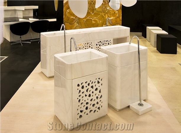 Bianco Lasa Marble Wash Basin, White Marble