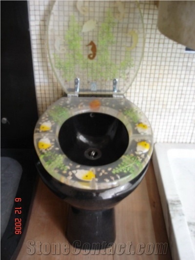 Black Granite Flush Toilet 01