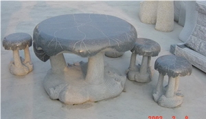 Black Granite Table and Bench 01 Black Granite Table and Bench 01