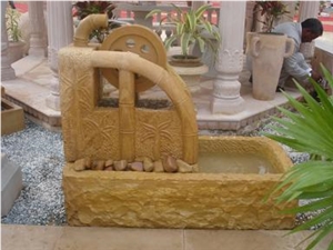 Teak Wood Yellow Sandstone Fountain Teak Wood Yellow Sandstone Fountain