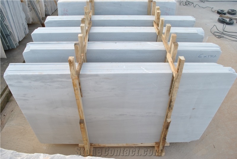 Sikis Argalasti Semi White Marble Slab, Greece Grey Marble