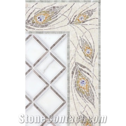 Peafowl & Biselado Marble Border Mosaic