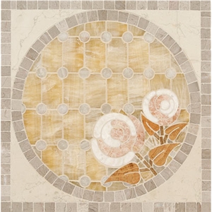 Rosetta & Quartet Insertion Marble Mosaic Medllion