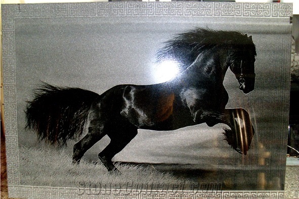 Black Marble Shadow Carving,Horse