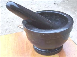 Black Granite Mortar and Pestle