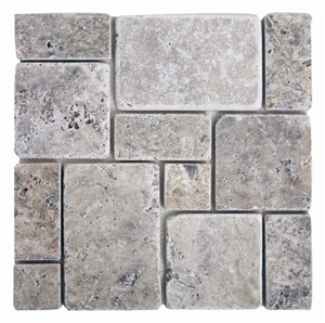 Tumbled Silver Travertine French Pattern