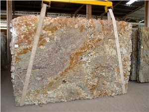 Sienna Bordeaux Granite Slab, Brazil Beige Granite