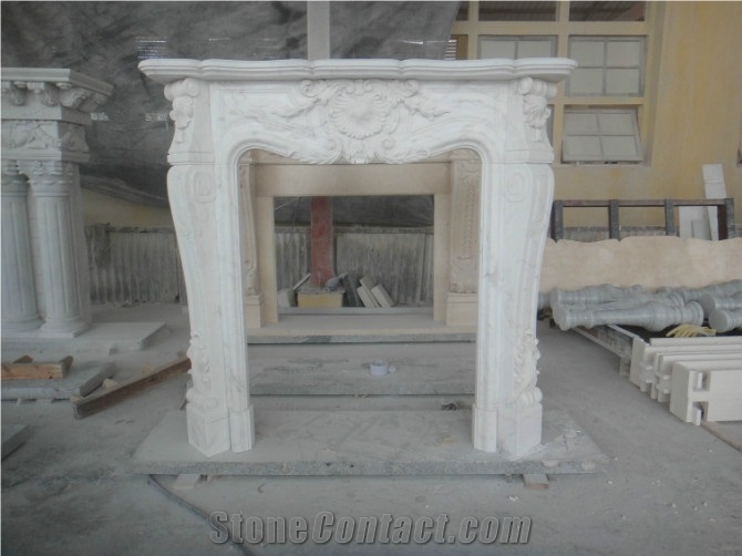 White Marble Fireplace Mantel
