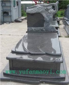 European Style Tombstone, Shanxi Black Granite Tombstone