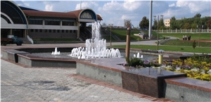 Granite Fountain with a Flower Garden