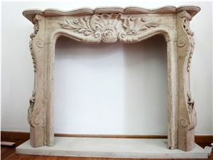 Beige Sandstone Fireplace