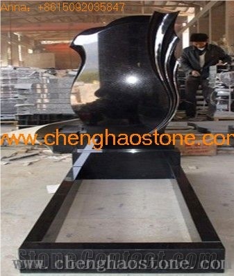 Funeral Memorial Russian Tombstone,Shanxi Black Granite Monument