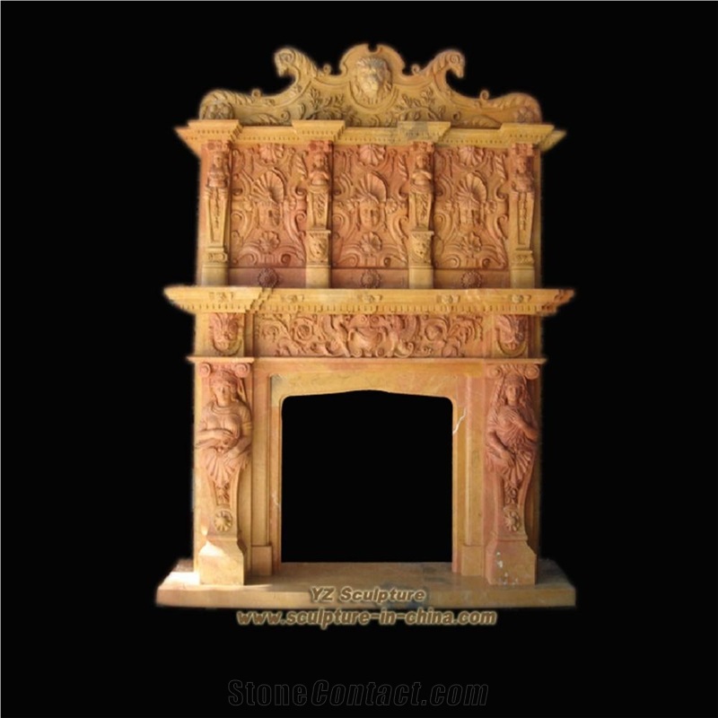 Double-Style Fireplaces, Yellow Marble Fireplaces