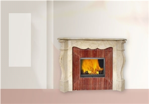 Beige Marble Sculpture Fireplace