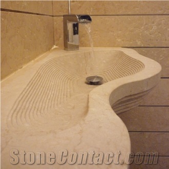 Beige Marble Carved Sink