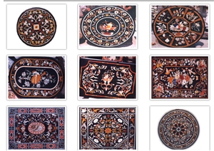 Rangoli Marble Inlay Medallions Table Tops