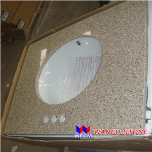 Yellow Granite Vanity with Ceramic Sink