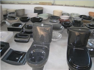 Black Granite Sink and Toilet