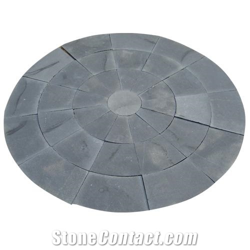 Kadappa Black Limestone Circle, Indian Black Limestone Circle Stone Paving