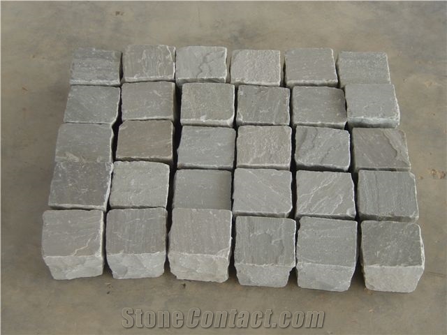 Kandla Grey Sandstone Cobble Stone, Grey Sandstone Setts