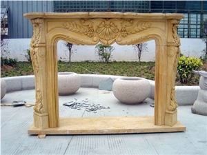 Yellow Limestone Fireplace