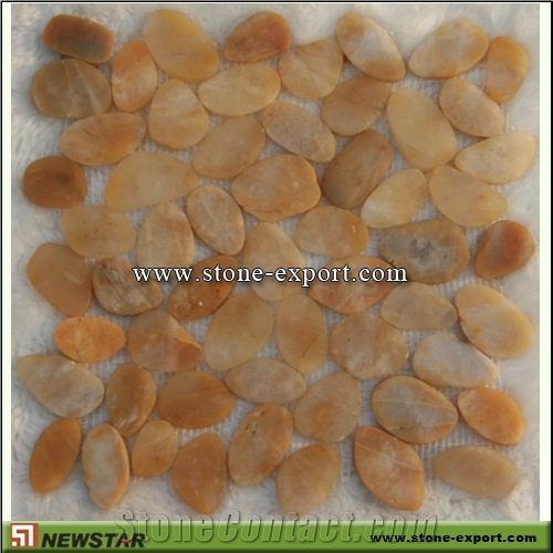 Yellow Marble Pebble Mosaic Tile