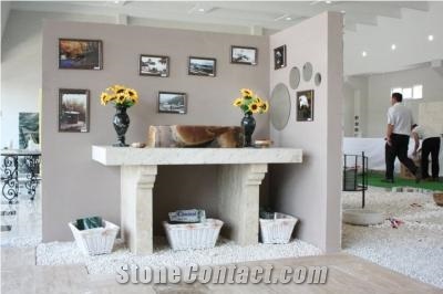 Light Beige Travertine Vanity with Onyx Sink