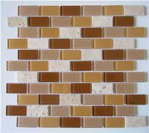 Crystal Glass & Travertine Mosaic,Mix MosaicCTR-GM-B001 Crystal Glass & Travertine Mosaic,Mix MosaicCTR-GM-B001