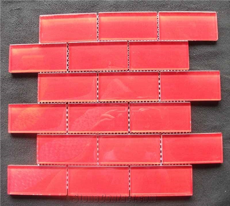 Red Crystal Glass Mosaic Tile CTR-G-B050
