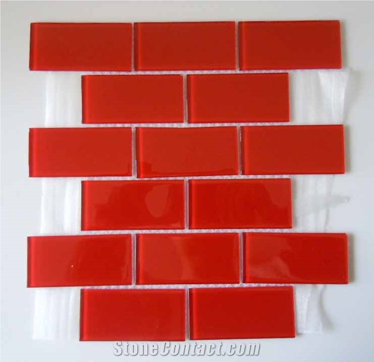 Red Ultrathin Crystal Glass Mosaic Tile CTR-G-B004