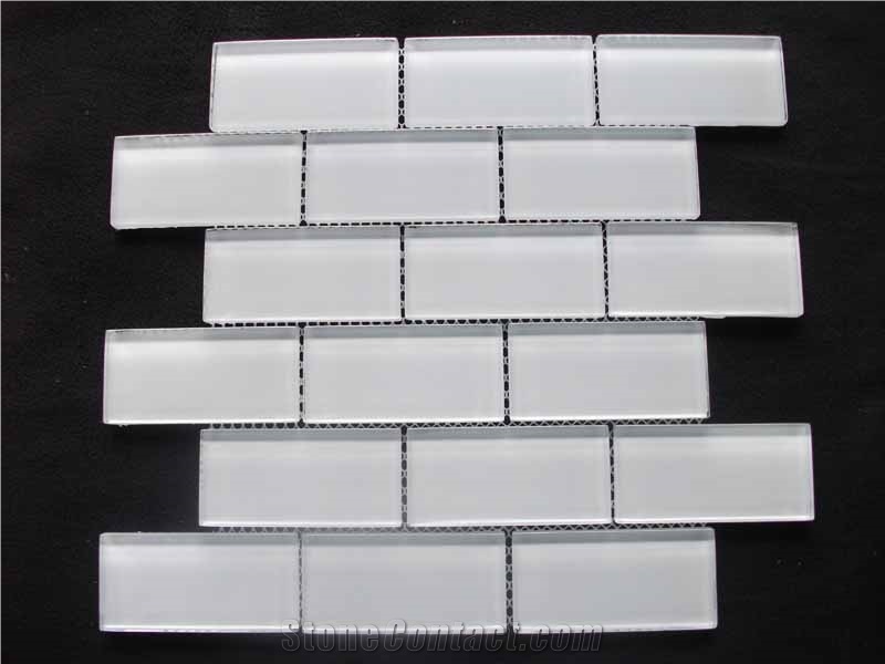 Super White Crystal Glass Mosaic Tile CTR-G-B051