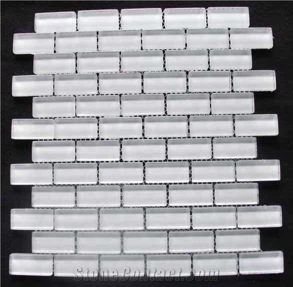 Super White Crystal Glass Mosaic Tile CTR-G-B052