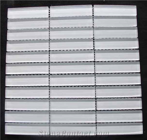 Super White Crystal Glass Mosaic Tile CTR-G-B053