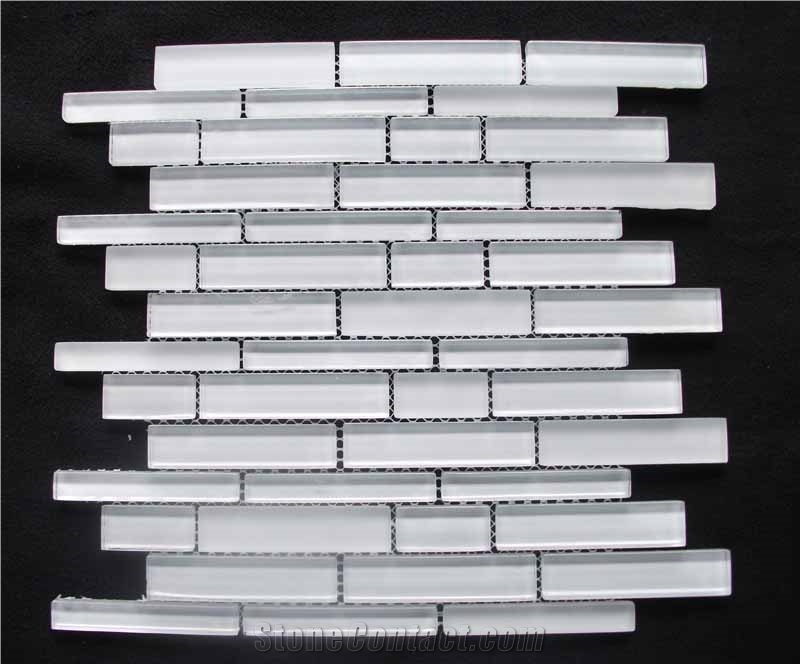Super White Crystal Glass Mosaic Tile CTR-G-B056