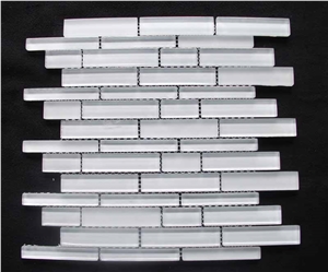 Super White Crystal Glass Mosaic Tile CTR-G-B056
