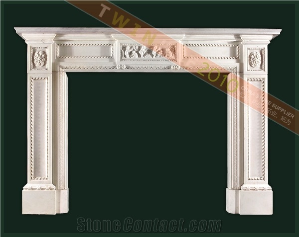 White Limestone Fireplace Mantel