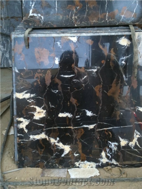 Black and Gold Marble Tile