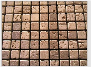 Noce Travertine Tumbled Mosaic